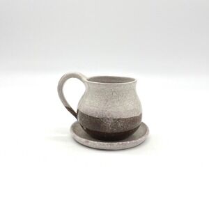Handmade Ceramic Mug and‎ Saucer Set, Pottery Coffee Cup Small